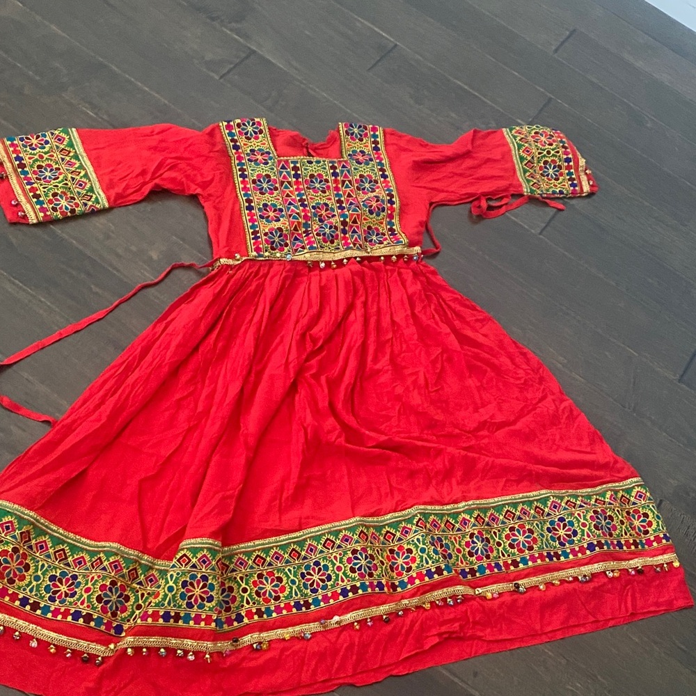 Vibrant Red maxi afghan  Dress